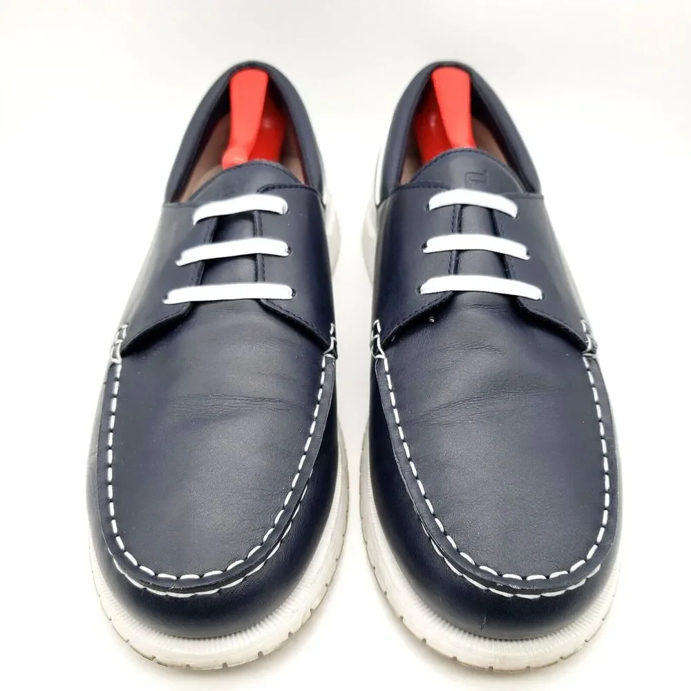 Porsche Design Boatshoe 2.0 Calf Loafer Men's 11.5 Leather Boat Shoes Navy Blue